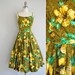 50s Tiki bombshell dress / vintage 1950s made in Honolulu designer dress / 50s cotton dress