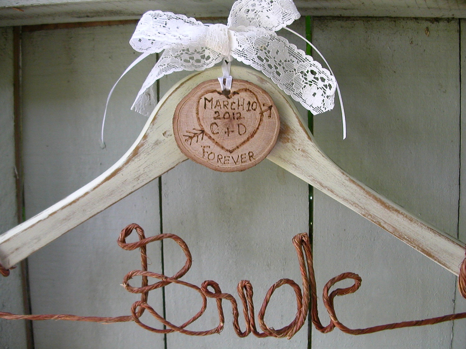 VINTAGE  ANTIQUED  ROPE  Wire  Bridal Wedding Dress Hanger,Last name hanger,Custom hanger,Bridal accessories,Bride coat hanger.