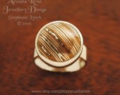 Metal Tiger Ring  - Mokume Gane, Ladder - Domed, Fine Silver Setting, Sterling Silver Ring by Stephenie Lynch.