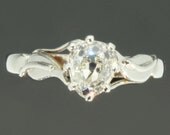 Estate pear diamond engagement ring platinum wedding jewelry 1950s
