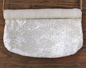 Bridal White vintage beaded purse or clutch