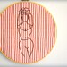 embroidery hoop art original vintage inspired portrait pin up girl art BETTY in red stripes