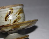 Ceramic Multilevel Serving Plate with Cup Vintage Small Dip or condiments or Candle holder Pottery