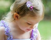 NO SLIP Wool felt hair clip -Double daisy -lilac