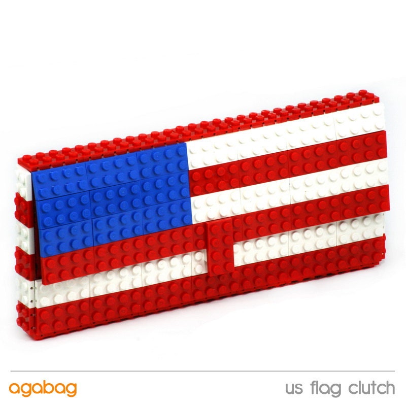 US flag clutch made entirely of LEGO bricks