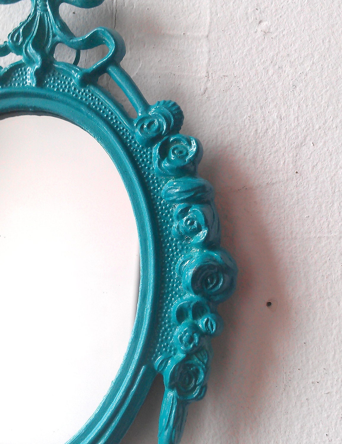 Small Mirror in Vintage Turquoise Blue Frame - Revived Vintage