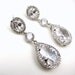 bridal jewelry wedding earrings bridal earrings wedding jewelry clear white teardrop AAA cubic zirconia oval cz post  (LG)