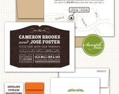 Woodlands // eco-friendly wedding invitation set, wood grain, rustic natural, brown, kraft, affordable // SAMPLE