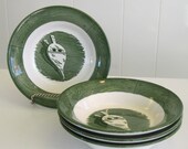 Vintage Colonial Homestead by Royal Dessert Bowls (set of 4) - green and white - 1950s dishes - berry bowls - bellows