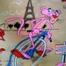 Vintage Pink Panther Fabric 3 yard - Neon Upholstery Fabric - Pink Panther Movie Material