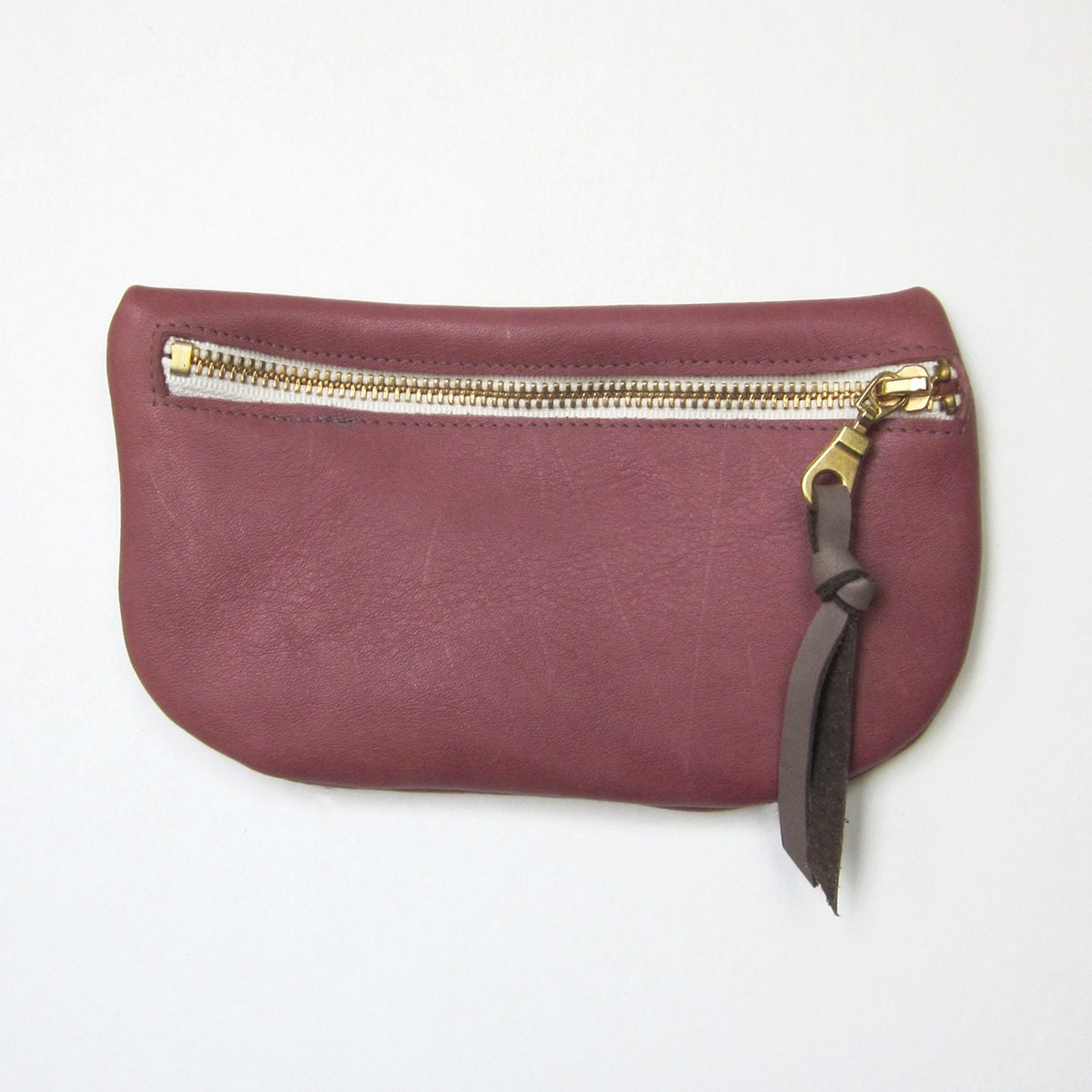 Zipper Pouch /// Brazilwood Leather & Silk Lining