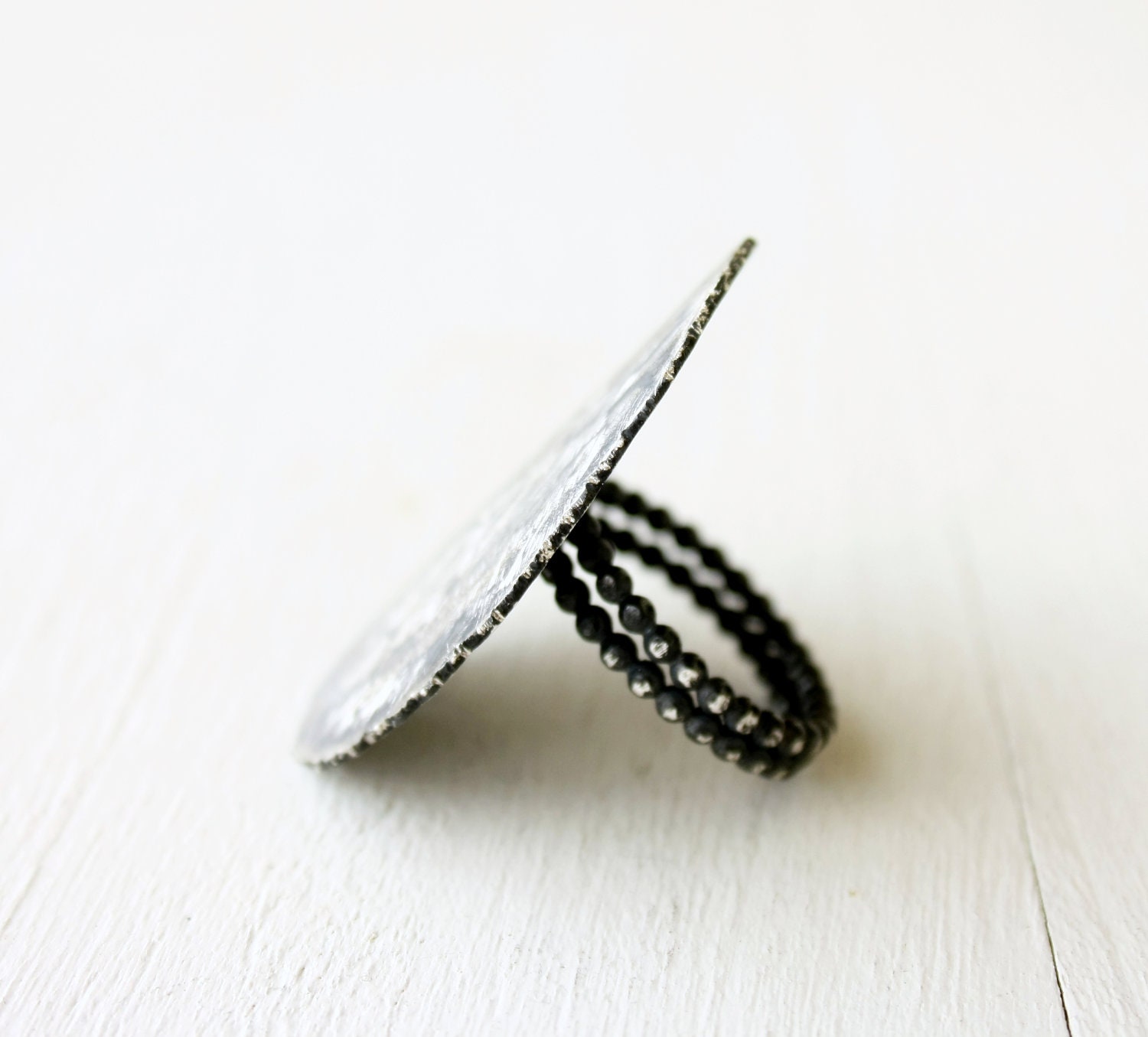 Sterling silver statement ring oval embossed textured silver ring Handmade gifts under 100 FREE SHIPPING