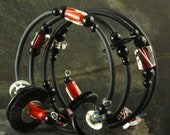 Red & Black furnace glass,rubber, coconut shell and black spinel: 50 Shades of Grey Series