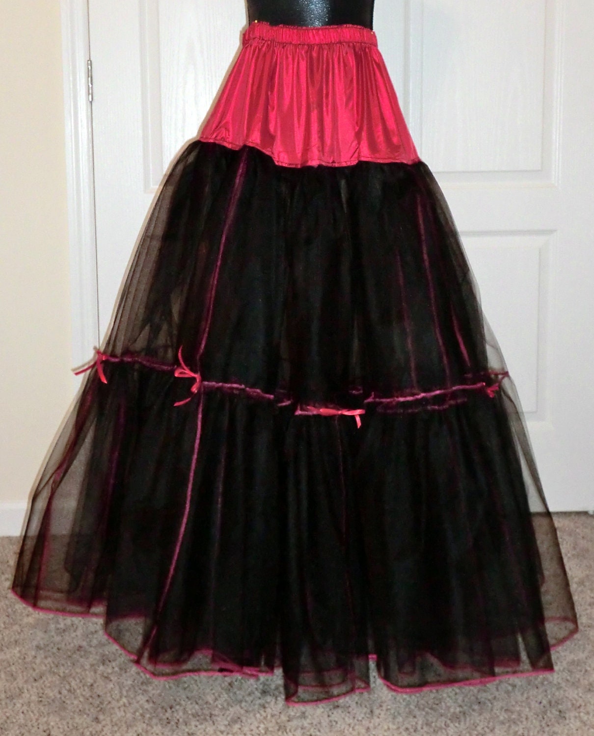Goth Black and Red Crinoline Petticoat for Full Ballgowns