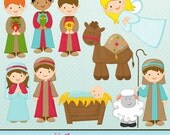 Christmas Nativity Cute Christmas Digital Clipart for Invitations, Card Design, Scrapbooking, and Web Design Il_170x135