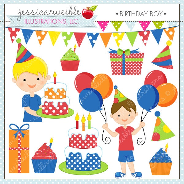 Birthday Boy Cute Digital Clipart for Commercial or Personal Use, Boy Birthday Clipart, Boy Birthday Graphics Il_170x135