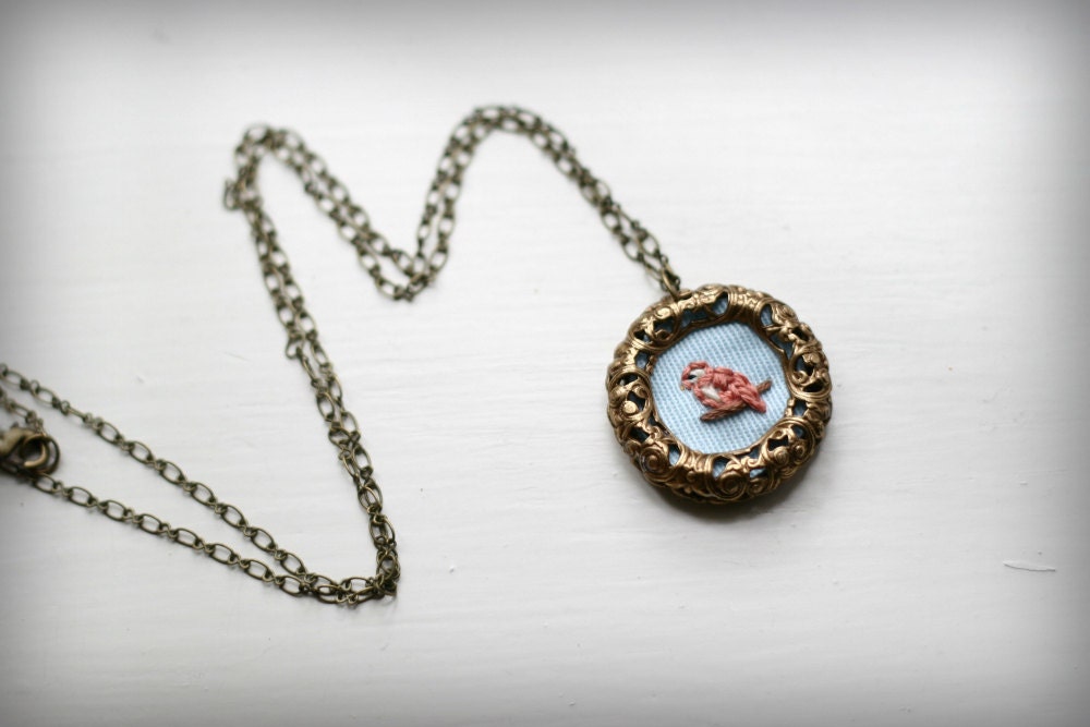 Ode to a Meadowlark- hand embroidered necklace
