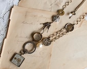 assemblage long vintage and repurposed mixed media necklace // mixed metals // revolution necklace