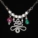 Emerald Ruby Swirly Hill Tribe Silver Tree Dangle Necklace---Sterling Silver---Creations by Sandy