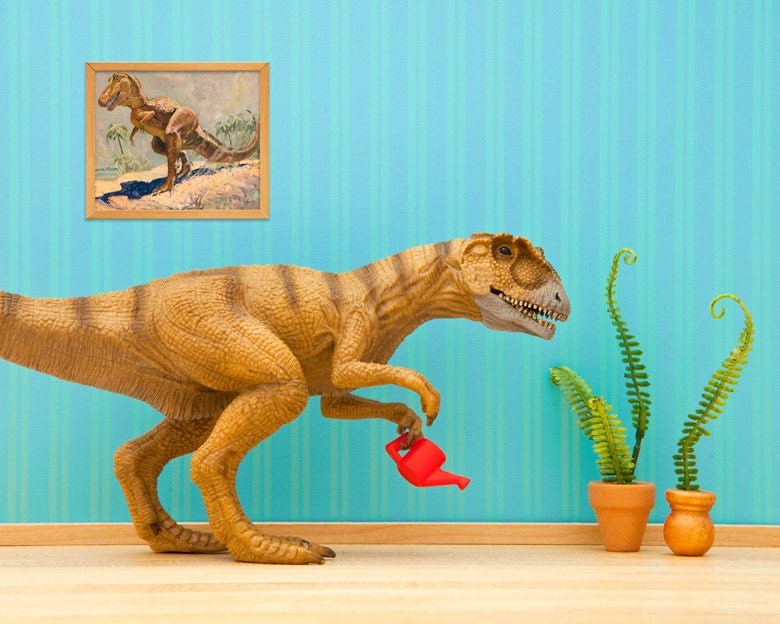 dinosaur print for kids, nursery decor, kids room decor, bright turquoise - Green Thumb