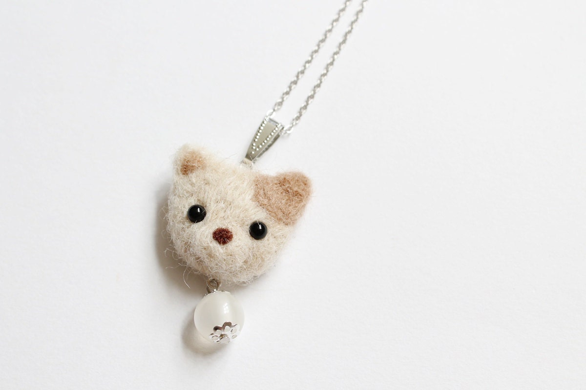 Wool Felted Puppy Necklace