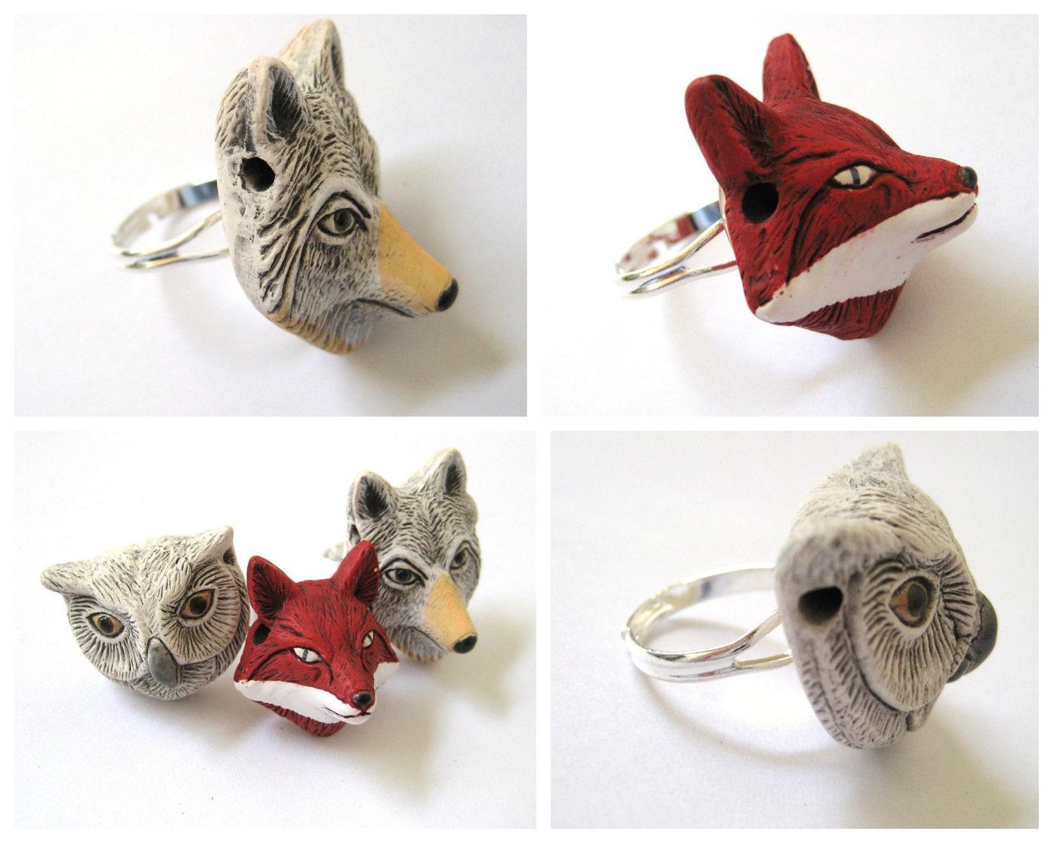 Best Friend Rings - Matching Rings Woodland Animals Set of Three