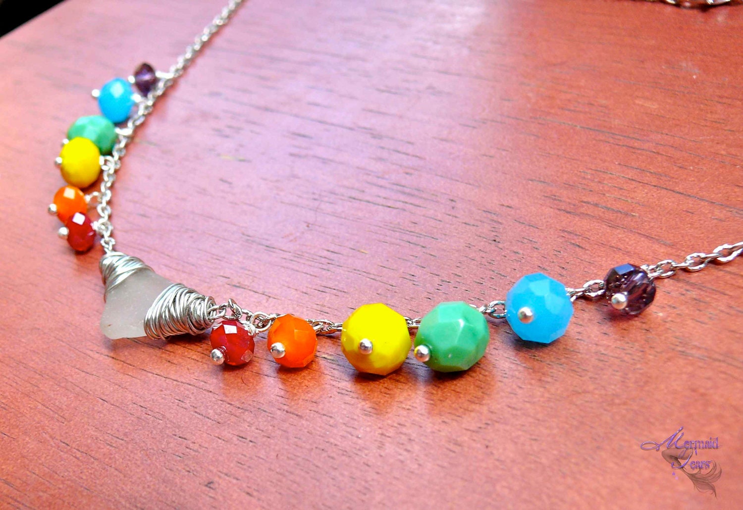 Sea Glass Necklace - Hawaiian jewelry with white seaglass by Mermaid Tears Hawaii