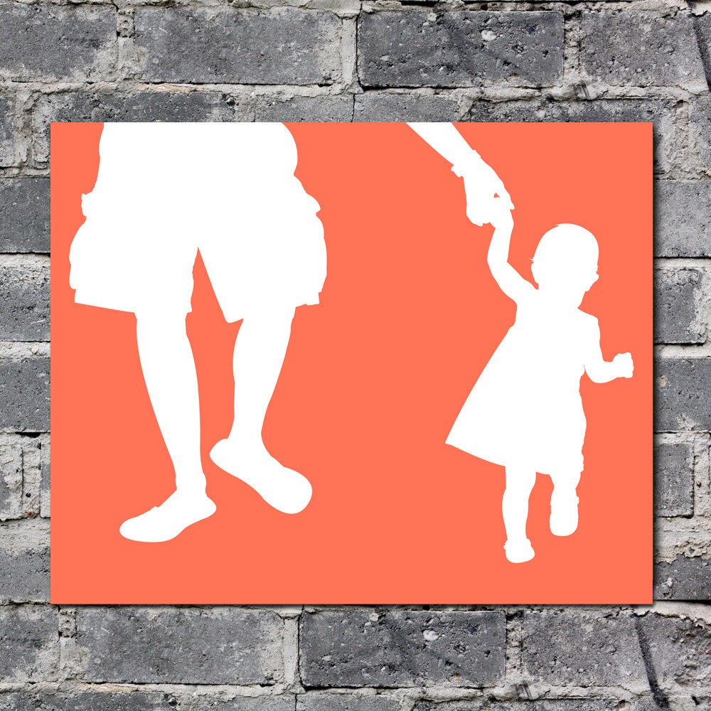 Custom Mother or Father and Daughter 2 people Family Portrait Silhouette from your photo Printable 11x14, 8x10 or 5x7 Choose your color