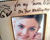 Wedding gift for parents -Personalized 5" x 5" woodburned picture frame