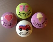 4 Custom Kids' Hand-painted Knobs/ Drawer Pulls