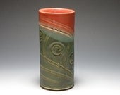 Handmade Green and Orange Vase