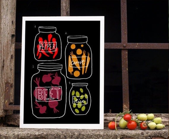 Science of pickles - Kitchen Art Print 11"x15" - Rustic Country Kitchen Decor - archival fine art giclée print