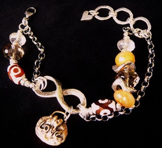 OOAK crafted charm bracelet SUNSHINE and SILVER