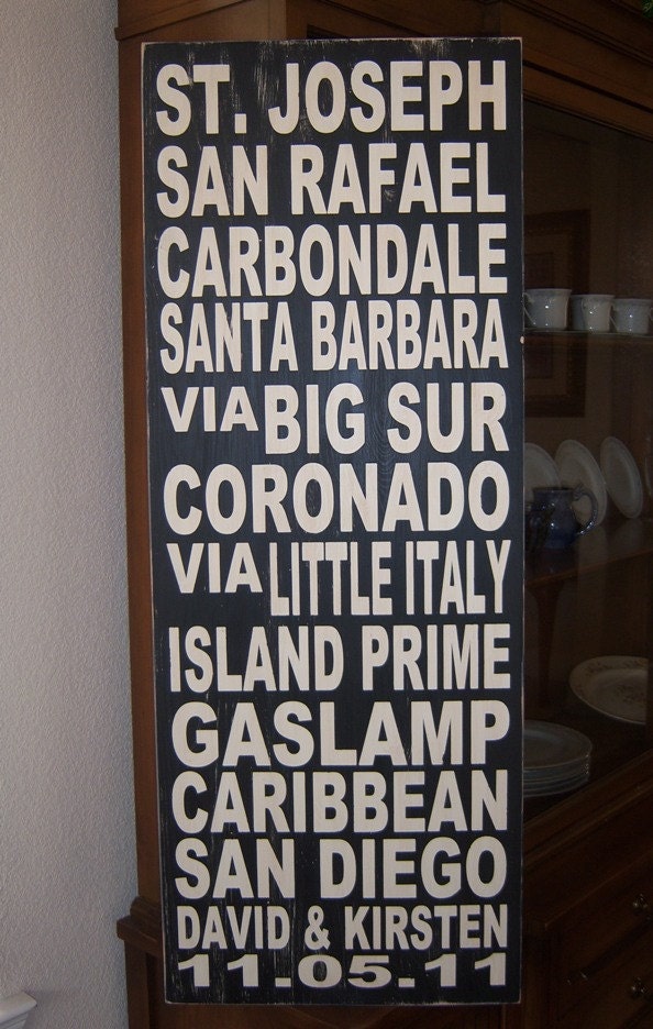 Extra Large Personalized City Subway Art, Typography Wood Sign, Subway Art Sign, WEDDINGS