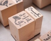 Diy Wooden Rubber Stamp Set with a free ink pad - (Gramophone and Key)