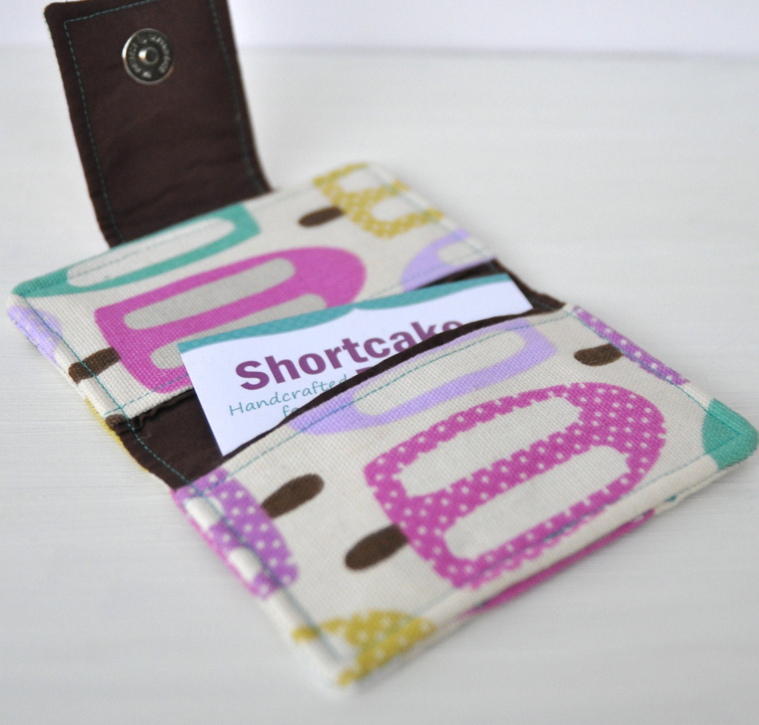 Summer Time Popsicles Mini Wallet and Business Card Case - Pastel Teal Pink Lavender Yellow