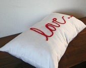 Love Pillow  Decorative Throw  Modern Red and White Word couch  Pillows