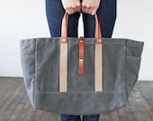 No. 175 Tool / Garden Tote in Slate Waxed Canvas & Russet Leather