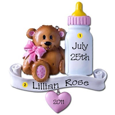 Personalized  Baby's First Christmas Ornament Baby Bottle - Newborn, Baby Shower Gift