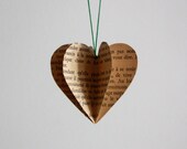 Bookworm at heart - Upcycled 3D book page ornament