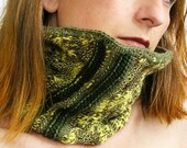 knit neck warmer scarf cowl tube scarf  tube cowl  women men knitted olive green forest green yellow tagt team