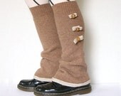 leg warmers shoe covers spats recycled wool coffee brown with buttons eco friendly recycled upcycled wool women for her curationnation - piabarile