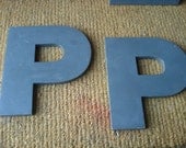 Vintage Reclaimed Metal Sign Letter P