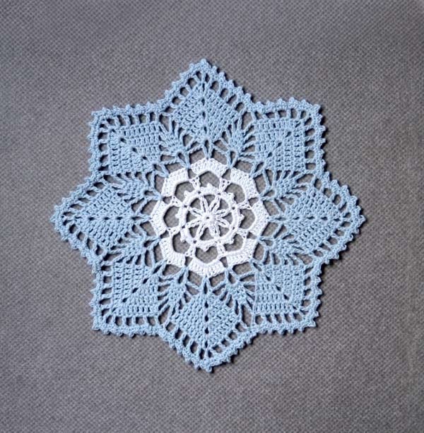 Sky Blue and White Crochet Doily, Cottage Chic Home Fashion Decor