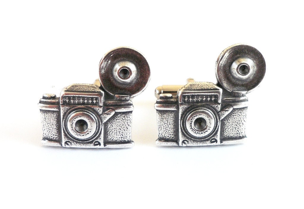 Steampunk Camera Cuff Links- Sterling Silver Finish