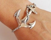 Steampunk Anchor Bracelet- Sterling Silver Ox- Nautical Bracelet- Medium Anchor