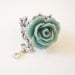 Pink Rose Skeleton Key Ring- Antique Silver- Adjustable Ring