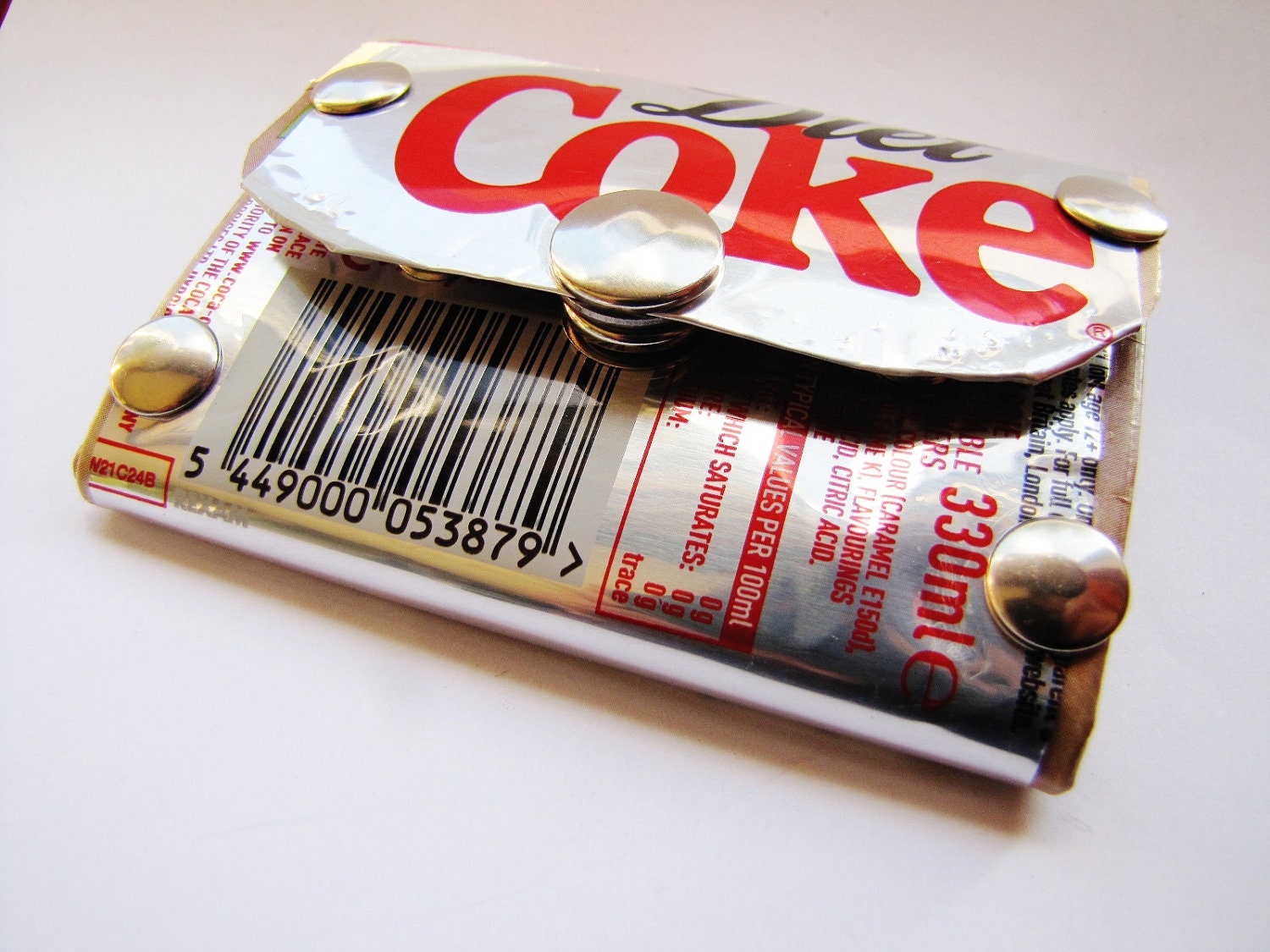 Small Pocket Wallet  "Diet Coke" - Recycled Tetra Pak and Tin Can