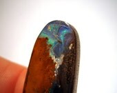 RARE Australian Boulder Opal Cabochon -  Elongated Oval Opal With Mustard and swirly flashing purple and Teal