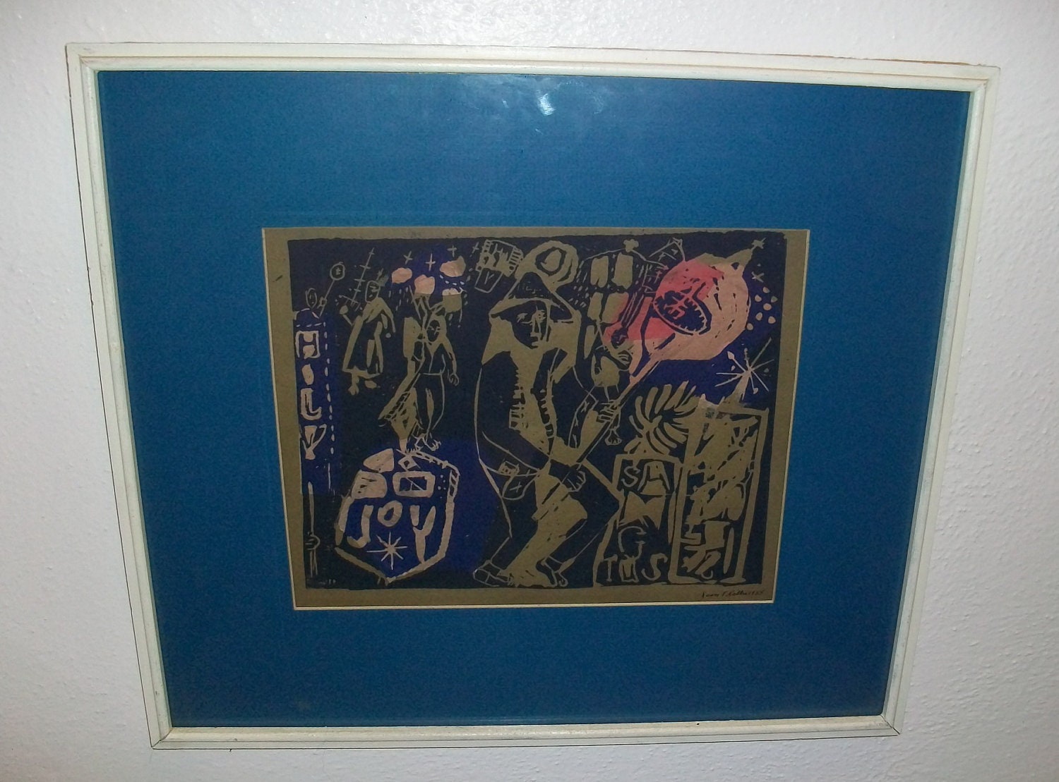 JOY -1955 - Linocut - Collage by Joan T. Keller - Student of Sister Mary Corita (Kent), Immaculate Heart College in Los Angeles